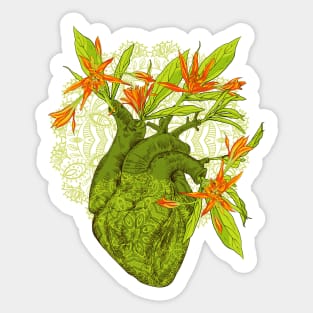 Human anatomical heart with flowers Sticker
